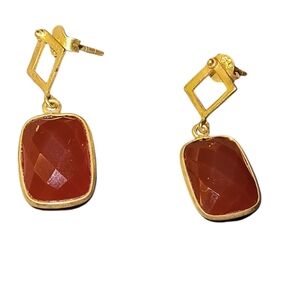 Honey Onyx & Gold Vermeil Over Sterling Silver Dangle Earrings